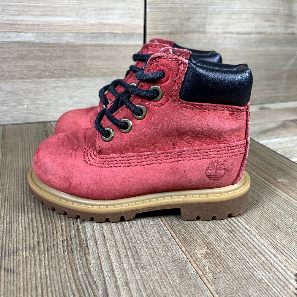 Timberland 6" Boot Premium Toddler 5 Boy Girl Red Leather 6588R